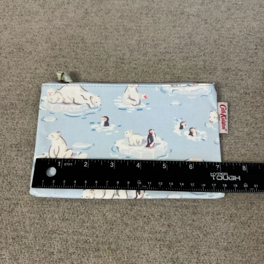 Cath Kidson Cosmetic Makeup Bag 7X4.5 Blue Polar Bear Print Limited Edition